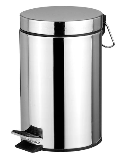 1 of 3:Poubelle ronde Home Basics en acier inoxydable poli, 20 litres, argentée 