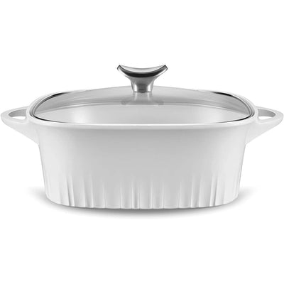 1 of 4:CorningWare Ceramic Non-Stick Roaster with Lid, Lightweight, French White, 3.2 Quart 