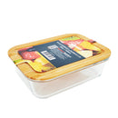2 of 4:Home Basics Glass Storage Container With Bamboo Lid, Rectangle, Clear 