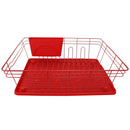 3 of 4:Home Basics Contempo 3 Piece Dish Rack, Red 