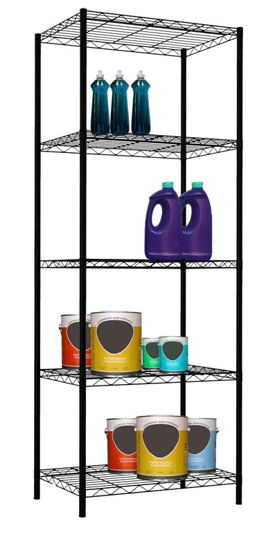 1 of 5:Étagère de rangement à 5 niveaux Home Basics, noire, 53 x 35 x 155 cm 