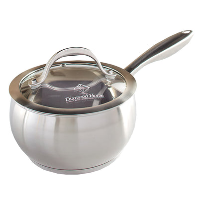 1 of 3:Diamond Stainless Steel Saucepan With Tempered Glass Lid, 2.2 Quart 