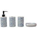 1 of 4:Ensemble d'accessoires de salle de bain en céramique Home Basics Trendy Terrazzo, 4 pièces, bleu 