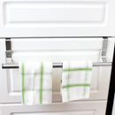 4 of 6:Home Basics Over the Cabinet Door Quick Install Hanging Modern Expandable Steel Towel Storage Rack, Chrome 