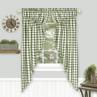 7 of 21:Buffalo Check Gathered Swag Window Curtain Pair, 72x63 Inches 