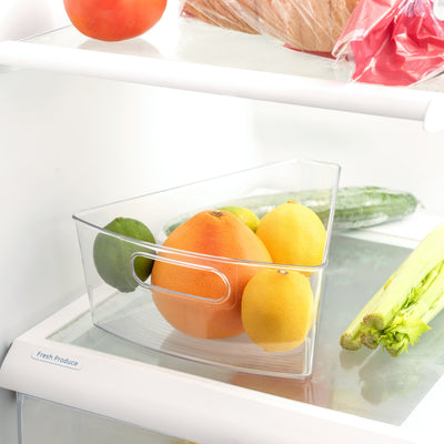 4 of 5:Home Basics Heavy Duty Plastic Lazy Susan Storage Organizing Bin with Front Cut-Out Handle, Clear 
