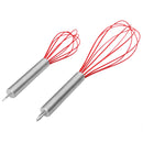 1 of 3:Home Basics Silicone Balloon Whisk with Stainless Steel Handle, (Pack of 2), Red 