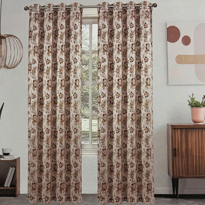 1 of 4:Panneau de fenêtre à œillets en jacquard métallique floral Esma, 55 x 84 pouces 