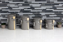 3 of 3:Home Basics Lot de 4 boîtes en céramique avec couvercle et cuillères en bois, gris 