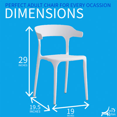 4 of 20:Chaises de salle à manger empilables en plastique Just Relax Jasper pour piscine, intérieur/extérieur, lot de 4 