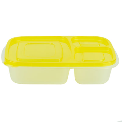 2 of 5:Boîtes de conservation en plastique Home Basics à 3 compartiments (lot de 8), jaune 