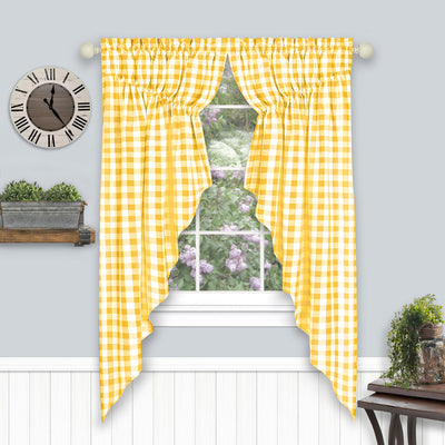 1 of 21:Buffalo Check Gathered Swag Window Curtain Pair, 72x63 Inches 