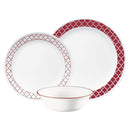1 of 6:Corelle Vitrelle 12 Piece Round Dinnerware Set, Crimson Trellis, Service for 4 