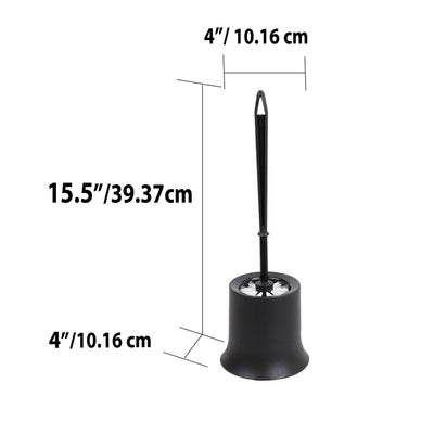 13 of 14:Home Basics Plastic Toilet Brush with Compact Holder, Black 