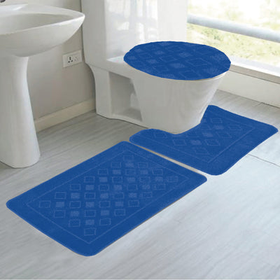 4 of 9:Jenny 3-Piece Diamond Plush Oversized Non-Slip Bath Rug Set 