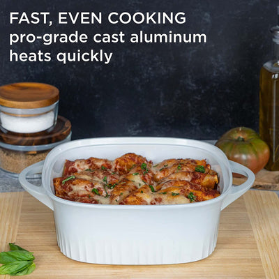 3 of 4:CorningWare Ceramic Non-Stick Roaster with Lid, Lightweight, French White, 3.2 Quart 