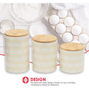 5 of 7:Home Basics Juego de recipientes de cerámica de 3 piezas con tapas de bambú, blanco diamante 