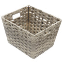 1 of 4:Home Basics Medium Faux Rattan Basket with Cut-out Handles, Grey 