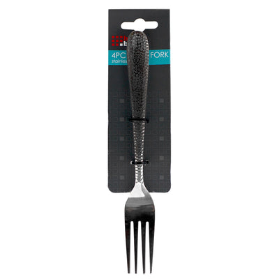 1 of 4:Home Basics 4 Piece Stainless Steel Dinner Forks Set with Textured Handles, Silver 