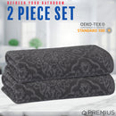19 of 24:PREMIUS 2 Pack Damask 100% Cotton Yarn Dyed Bath Sheet Towel, 32x64 Inches 