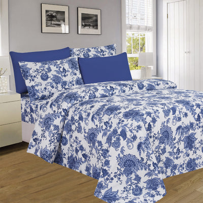 8 of 12:PREMIUS Premium Azure 4 & 6 Piece Microfiber Printed Wrinkle-Free Sheet Set 