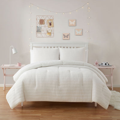 3 of 4:Parure de lit Tahari pour enfants, couette et taies d'oreiller, poids moyen, en seersucker 