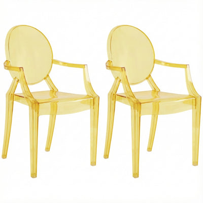 3 of 23:JOON 2 Pack Kids Ghost Chairs with Armrest, 25x13x14.5 Inches, Transparent 
