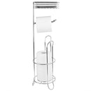 2 of 6:Home Basics Free Standing Dispensing Toilet Paper Holder with Built-in Accessory Tray, Silver 