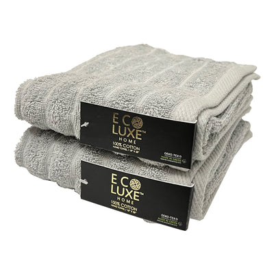 2 of 4:ECO LUXE 2-Pack Ribbed Cotton Hand Towel, 18x28 Inches 