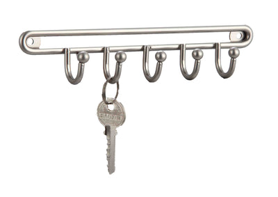 1 of 6:Home Basics Simplicity Key Rack With 5 Hooks, Brushed Satin Nickel, 7x1.4 Inches 