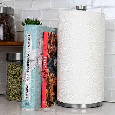 4 of 5:Home Basics Soporte para toallas de papel independiente con base pesada, plateado 