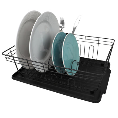 1 of 6:Home Basics Contempo 3 Piece Dish Rack, Black 