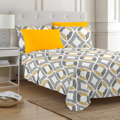4 of 4:PREMIUS 4-6 Piece Printed Wrinkle-Free Sheet Set, Geome 