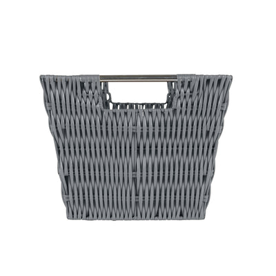 2 of 4:Simplify Medium Rattan Storage Tote Basket in Charcoal 