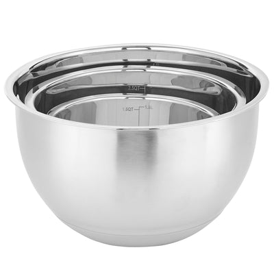5 of 7:Home Basics 3 Piece Stainless Steel Nesting Mixing Bowls with Rubber Bottoms 
