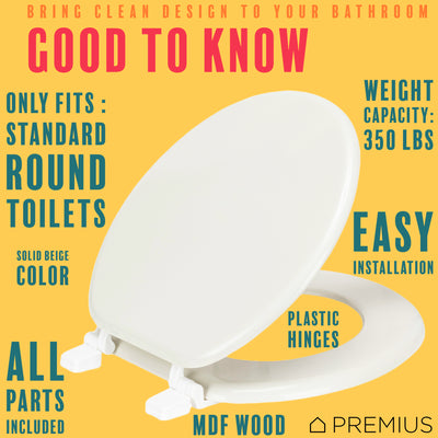 14 of 14:PREMIUS Wood Toilet Seat, Standard Round, 17 Inches 