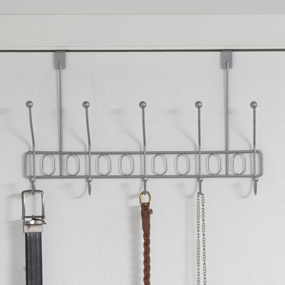 7 of 10:Home Basics Unity Over the Door 5 Hook Hanging Rack, Silver 