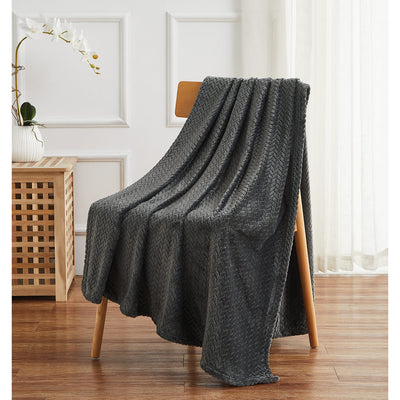 2 of 7:Herringbone Velvet Plush Textured Throw Blanket, 50x70 Inches 