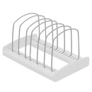 3 of 4:Home Basics Organizador ajustable para tapa y sartén, color blanco 