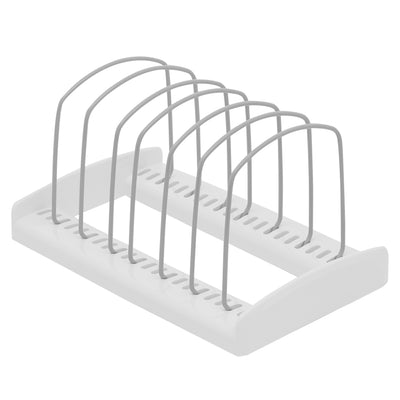 3 of 4:Home Basics Organizador ajustable para tapa y sartén, color blanco 