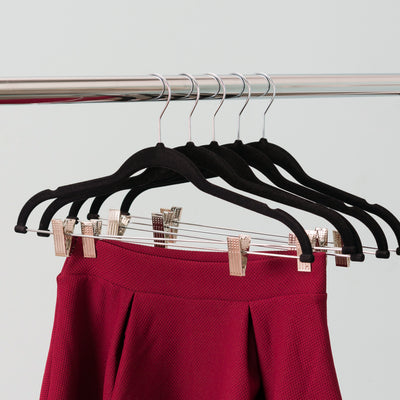 8 of 8:Home Basics Velvet Hanger With Clips, (Pack of 5), Black 