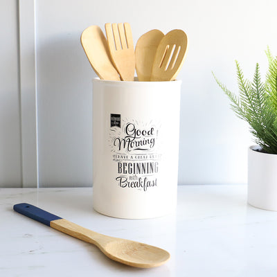 4 of 4:Home Basics Breakfast Ceramic Utensil Crock, White 
