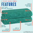 18 of 24:Serviette de bain PREMIUS en fil de coton teint, motif feuilles, 27 x 54 pouces 