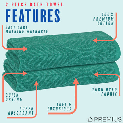 18 of 24:Serviette de bain PREMIUS en fil de coton teint, motif feuilles, 27 x 54 pouces 