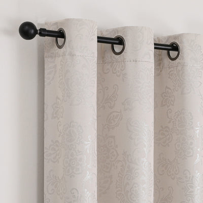 1 of 11:Silas Damask Metallic Grommet Room Darkening Window Panel, 52x84 Inches 