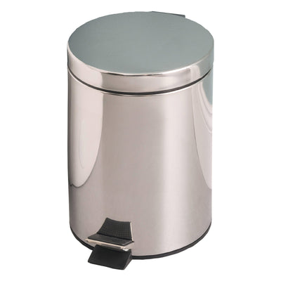 1 of 3:Home Basics 5 Liter Polished Stainless Steel Round Waste Bin, Silver, 11.5x9x8 Inches 