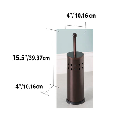 3 of 3:Home Basics Vented Stainless Steel Toilet Brush Set, Bronze 