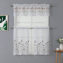 2 of 4:Vivian 3-Piece Floral Embroidered Kitchen Curtain Set With Valance, 60x15 Inches 
