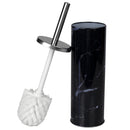 3 of 4:Home Basics Hide-Away Faux Marble Toilet Brush Set, Black 