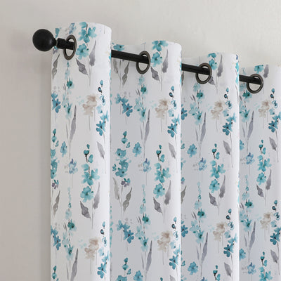 8 of 9:Isla Floral Printed Grommet Room Darkening Window Panel, 52x84 Inches 